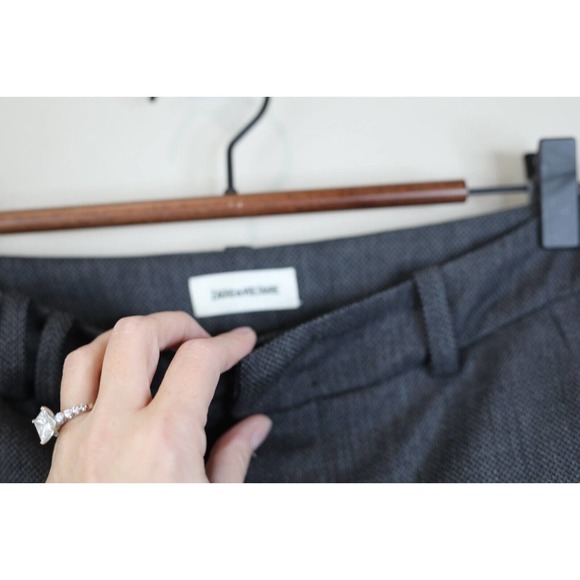 ZADIG&VOLTAIRE POSH STRIPE FRANGE CROPPED TROUSER BLACK EU 36 RAW HEM - Picture 4 of 14